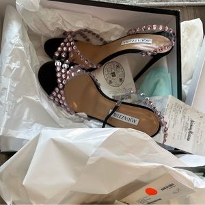 NEW Aquazurra tequila crystal heels 37 7 sandals